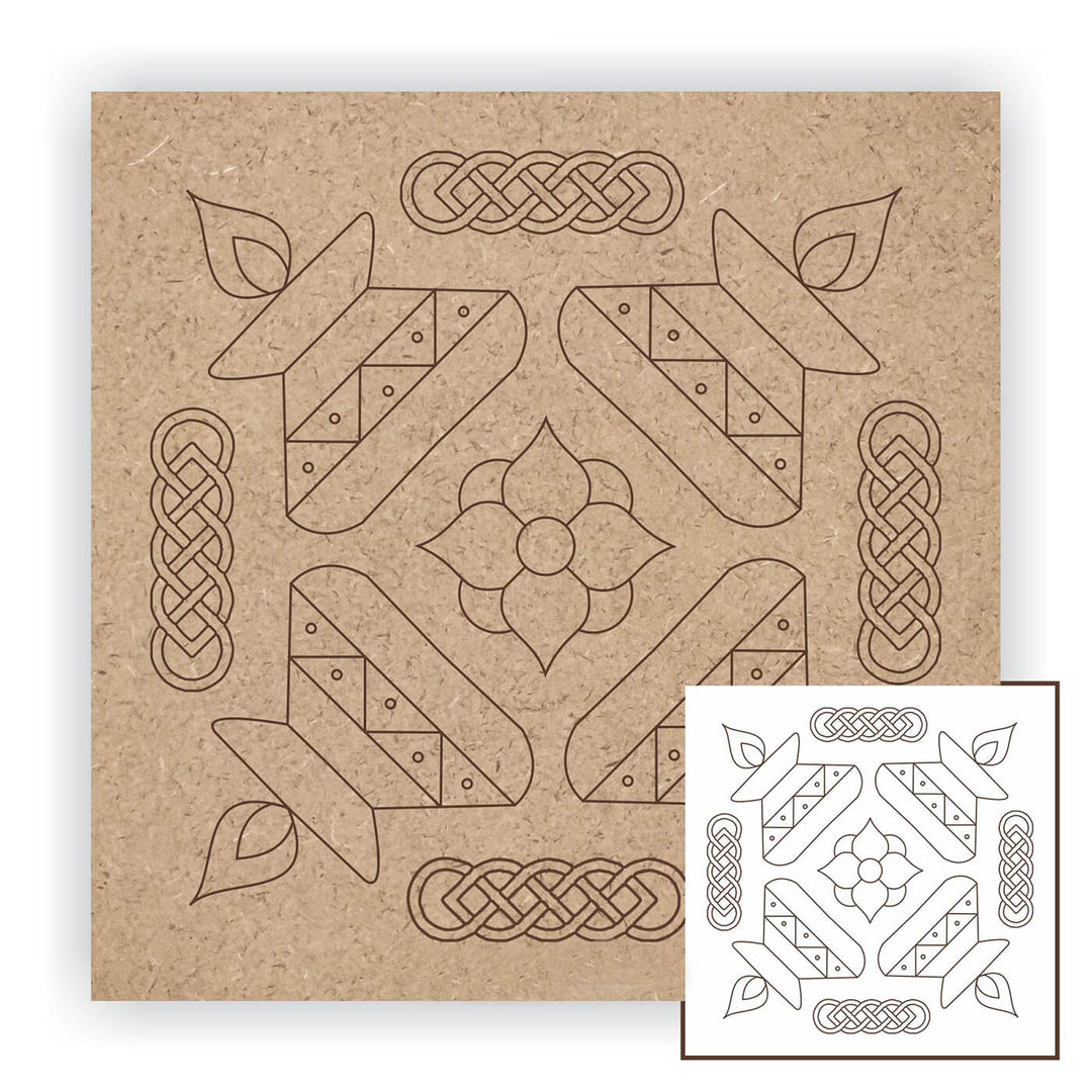Trial Pack - Rangoli Designs Premarked MDF Square Bases - Set of 4