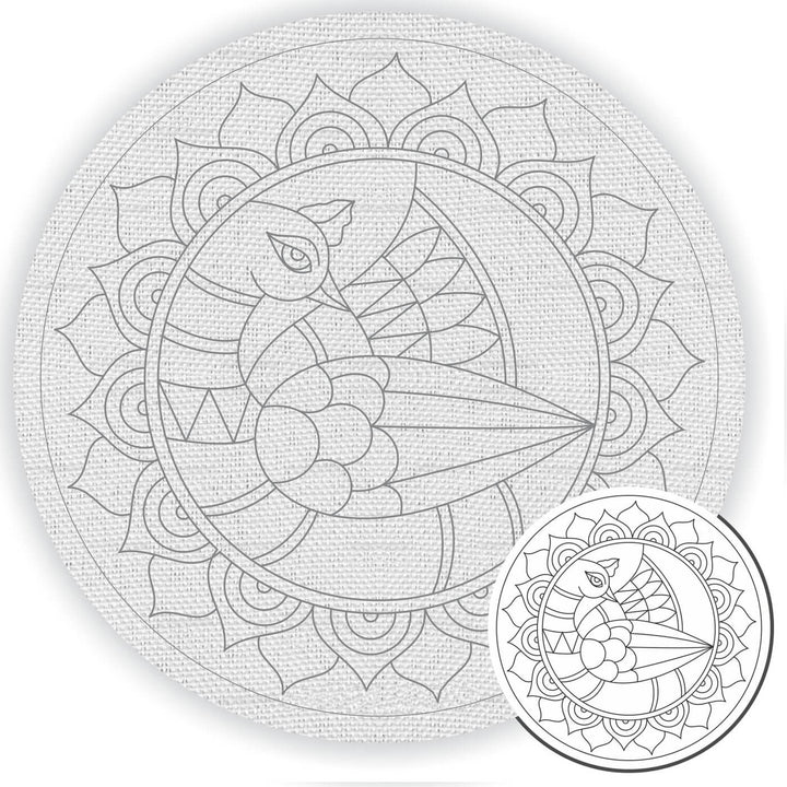Trial Pack - Peacock and Flowers Premarked Canvas Bases - Set of 5