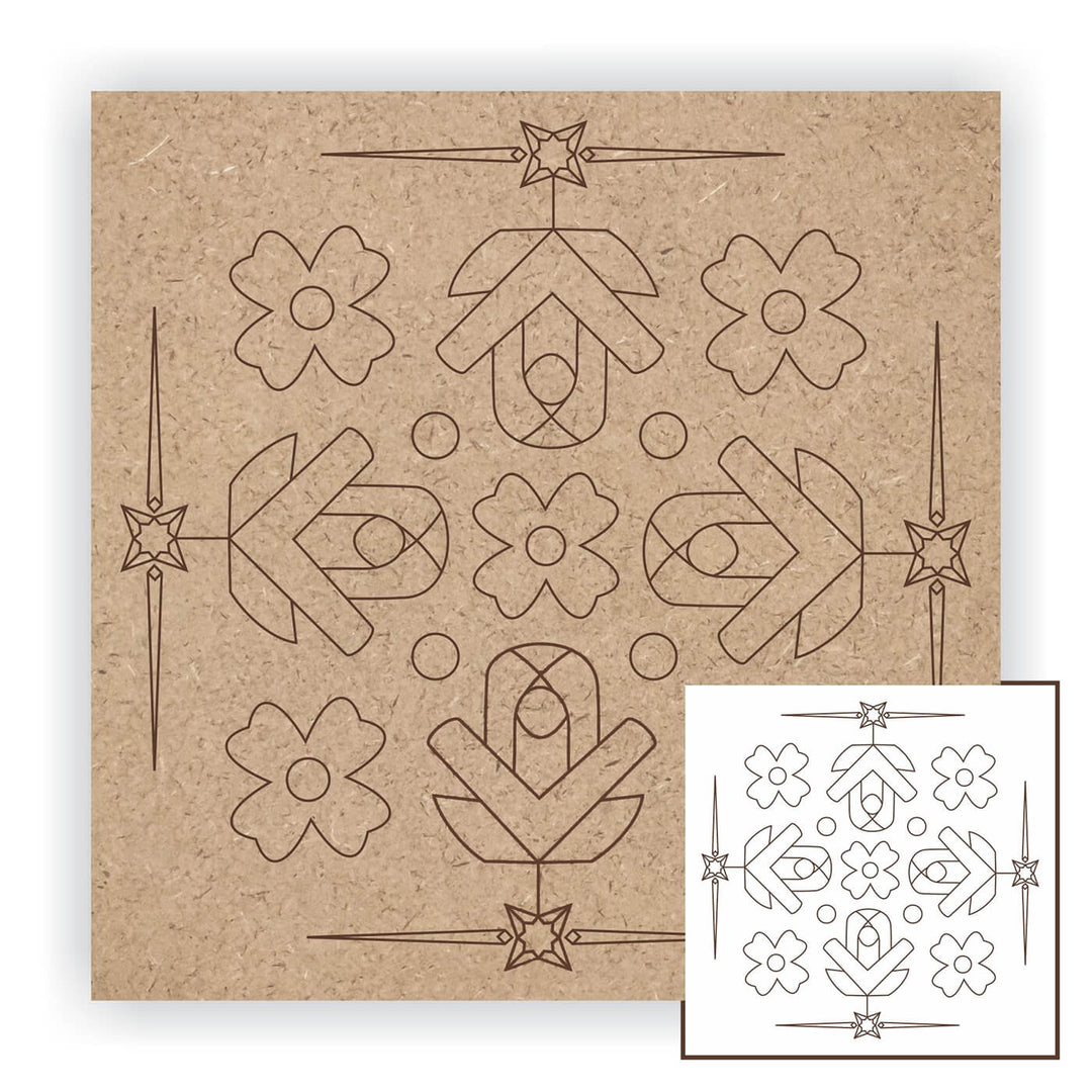 Trial Pack - Rangoli Designs Premarked MDF Square Bases - Set of 4