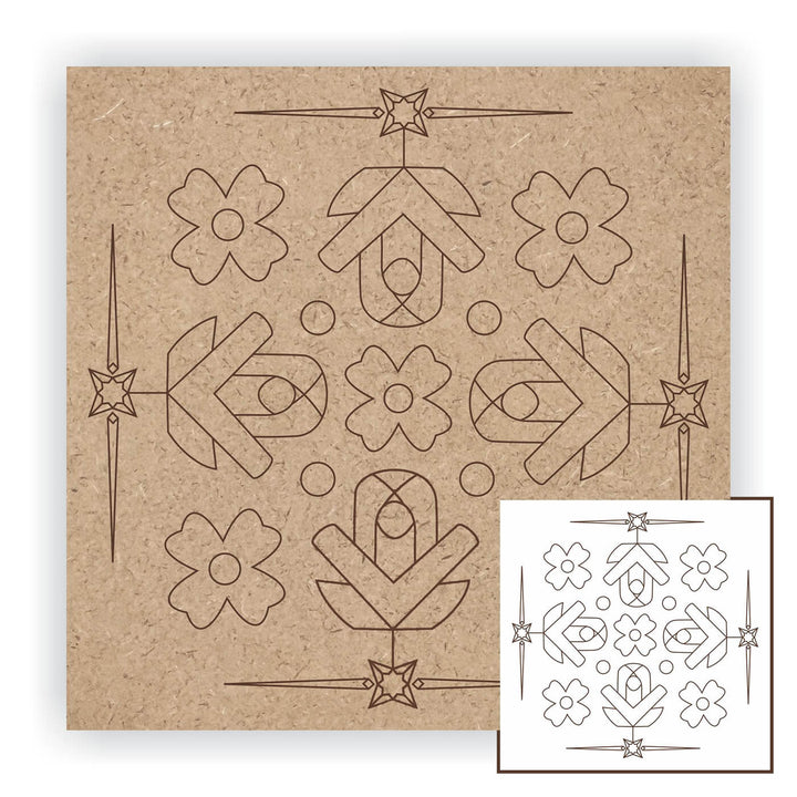 Trial Pack - Rangoli Designs Premarked MDF Square Bases - Set of 4