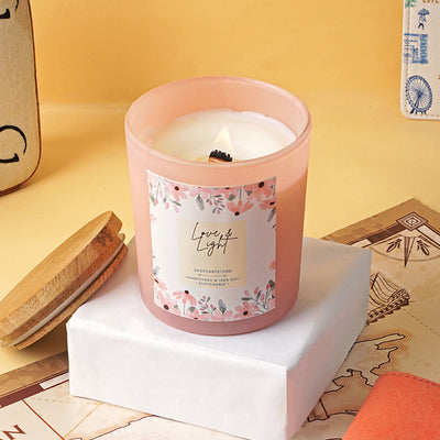 Soy Wax Matt Peach Scented Jar Candle with Wooden Lid