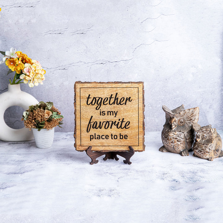 "Together is my favourite" Bark Edge Plaque for Couples