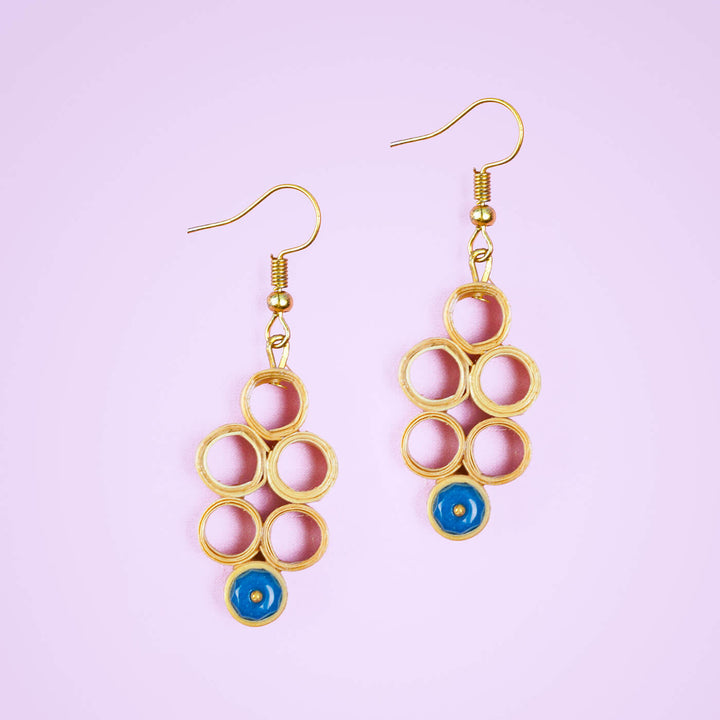 Grape-Shaped Bamboo Earrings with Beads