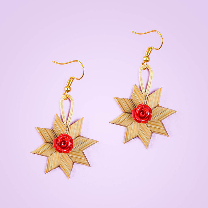 Star-Shaped Handcrafted Bamboo Earrings