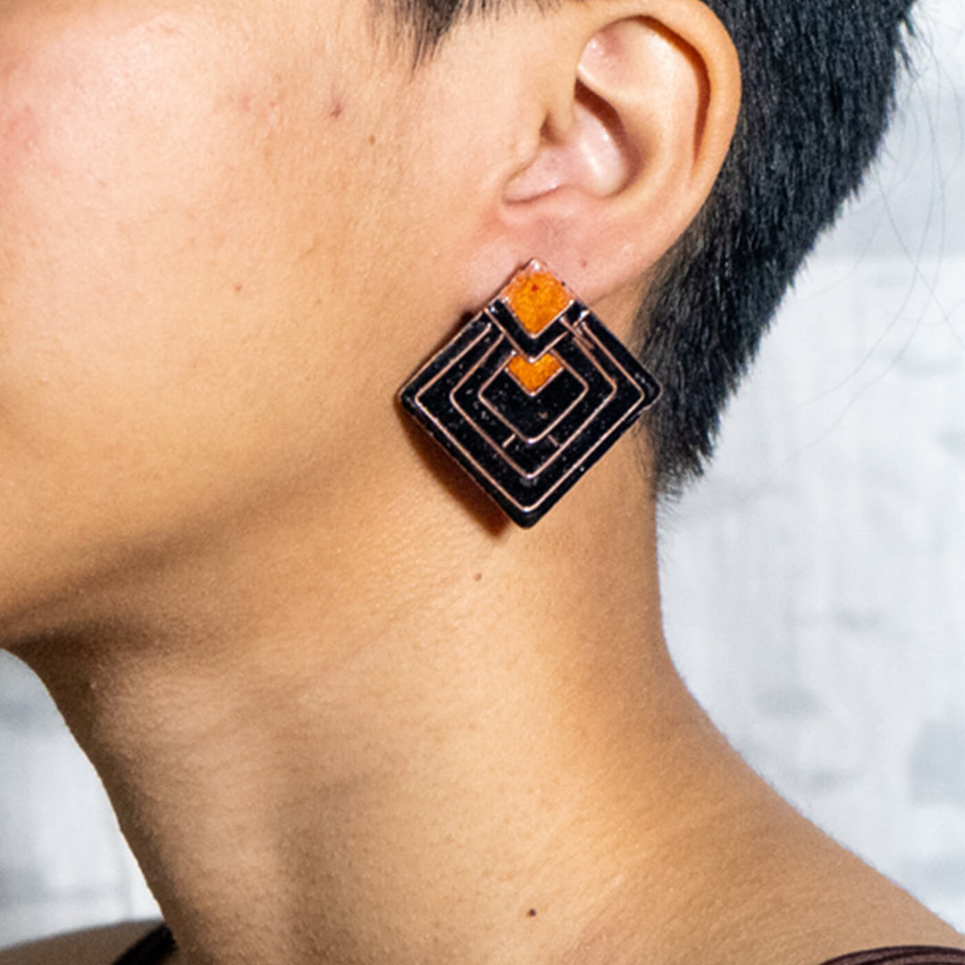 Diamond-Shaped Copper Earrings