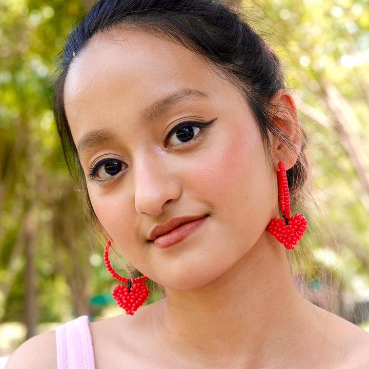 Hand Embroidered Sweetheart Sequin Earrings