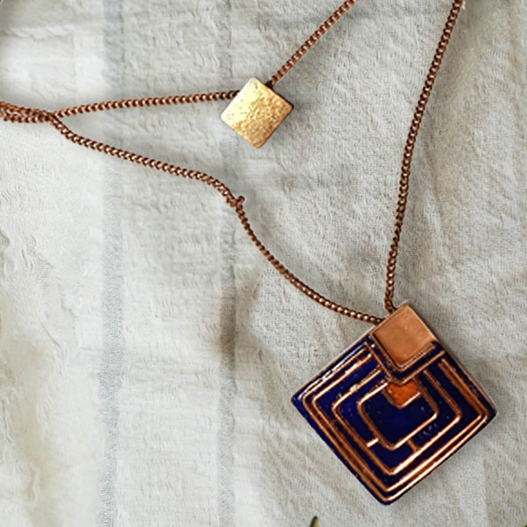 Diamond-Shaped Copper Necklace