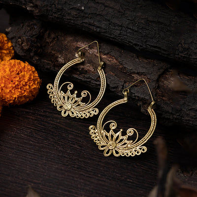 Handcrafted Dokra Flower Bali Earrings