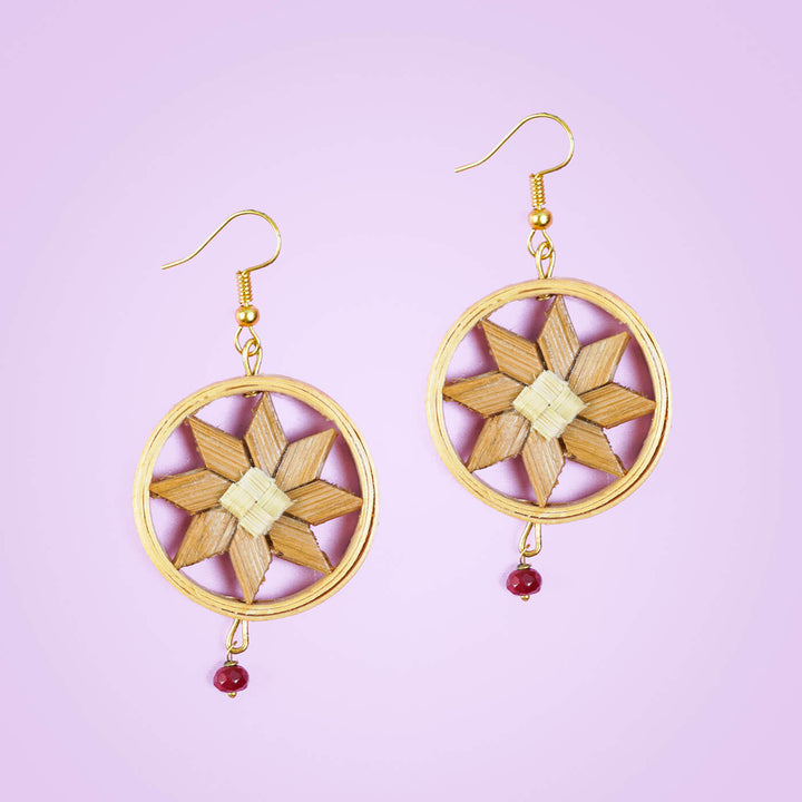 Star in a Circle Bamboo Earrings