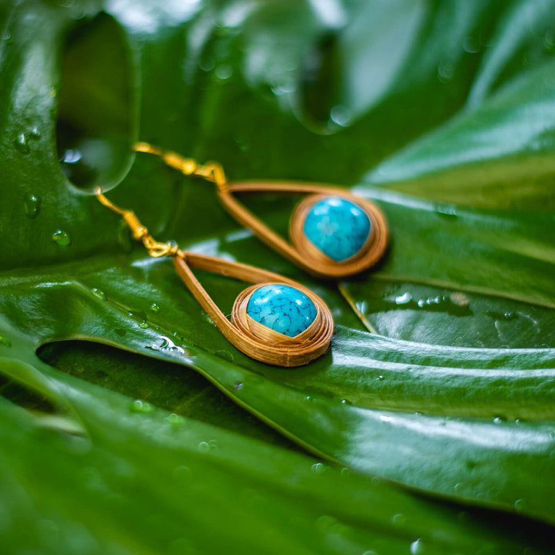 Latkan Bamboo Earrings - Blue
