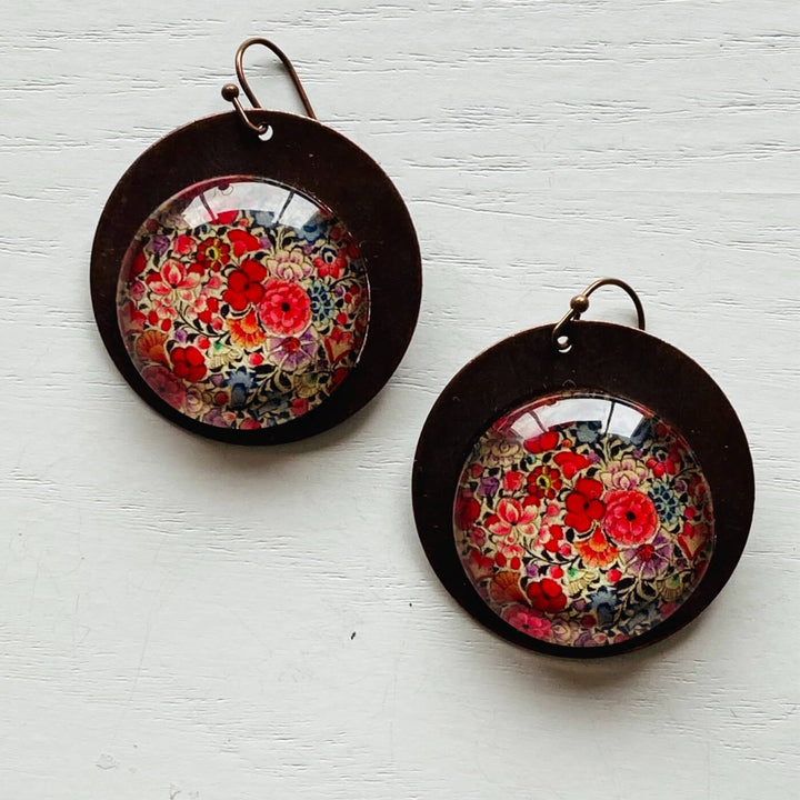 Red Naqashi Hazarposh Copper Earrings