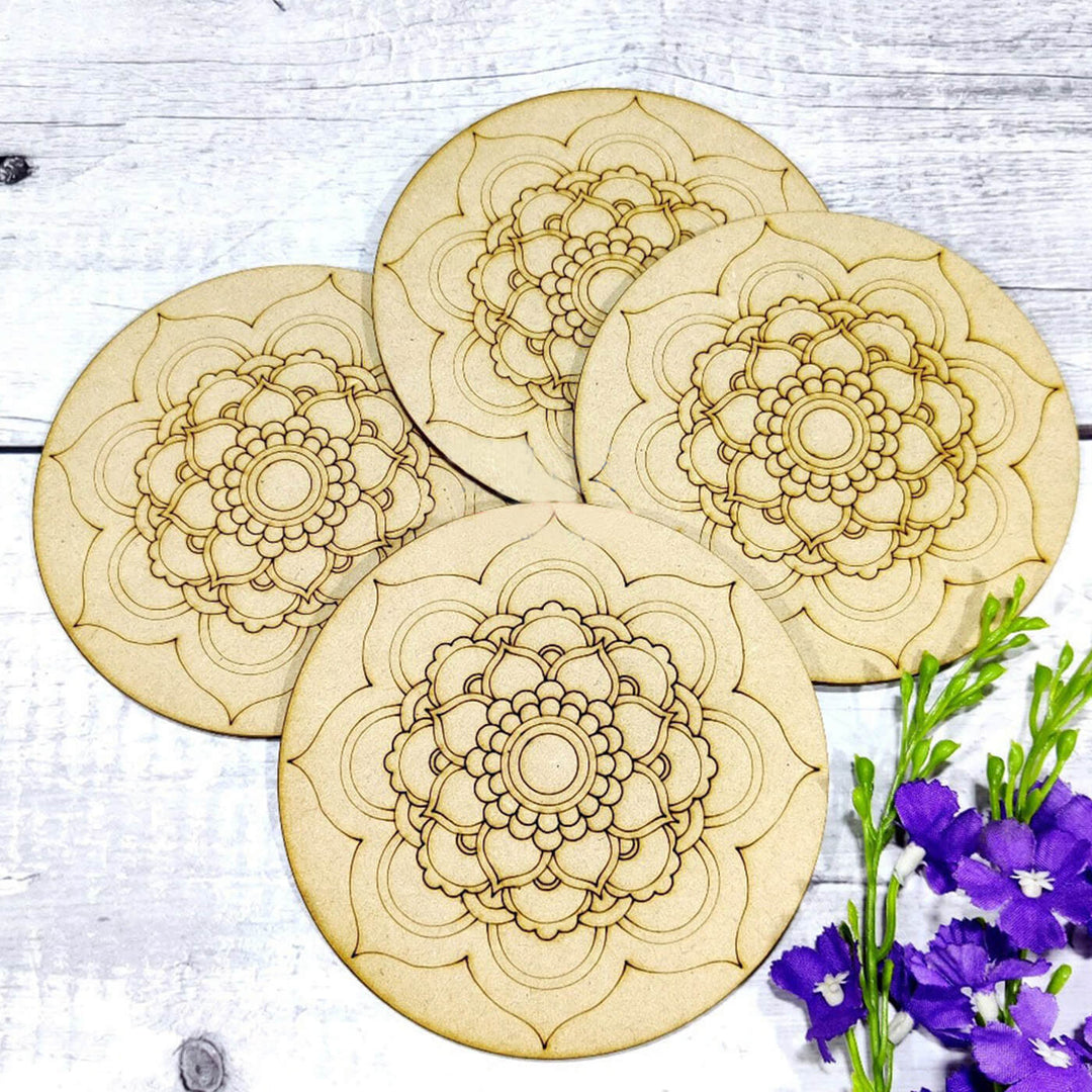 Ready-To-Paint MDF Intricate Mandala Coaster Bases - PREM-CT005