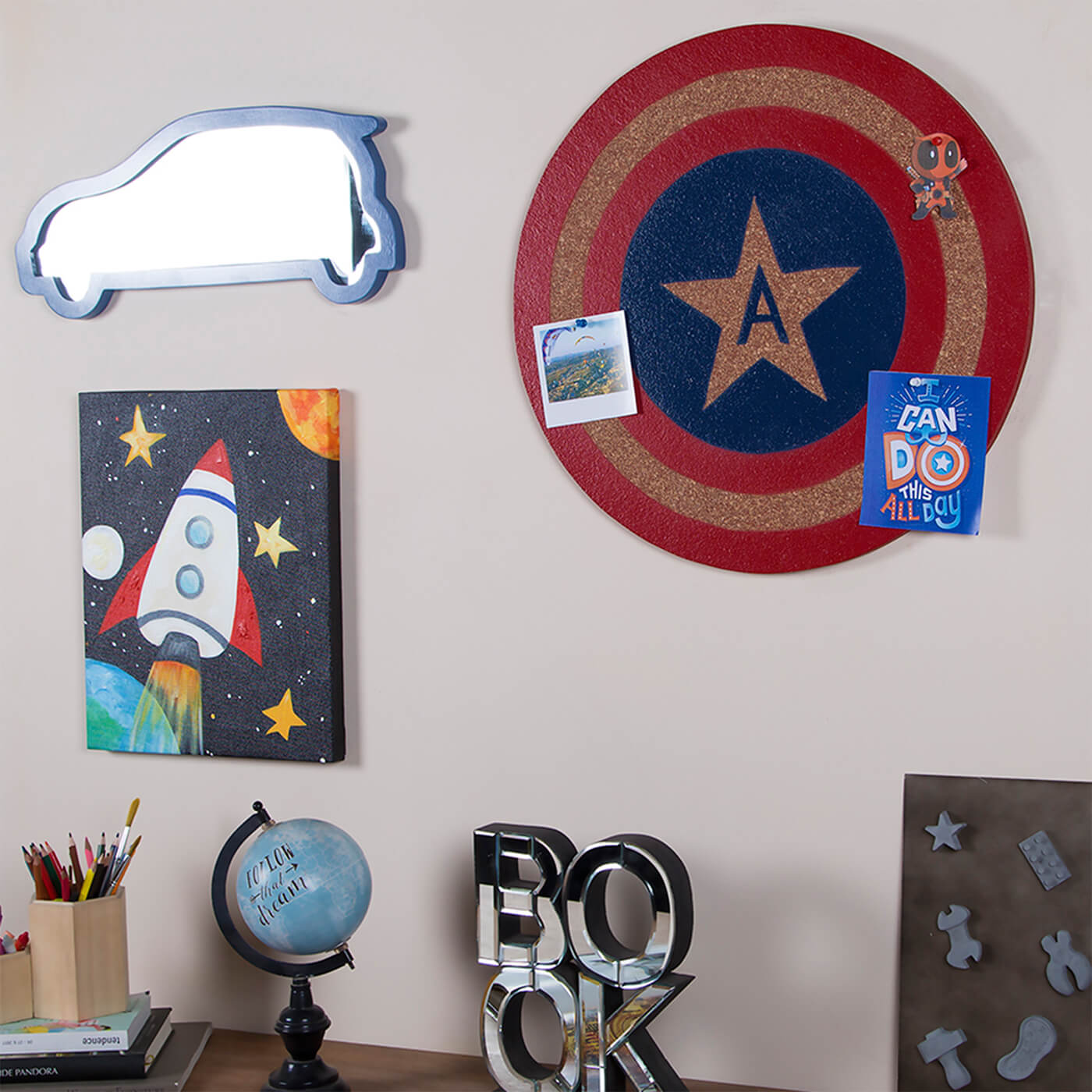 Buy Captain America Shield Cork Pinboard for Kids Online On Zwende