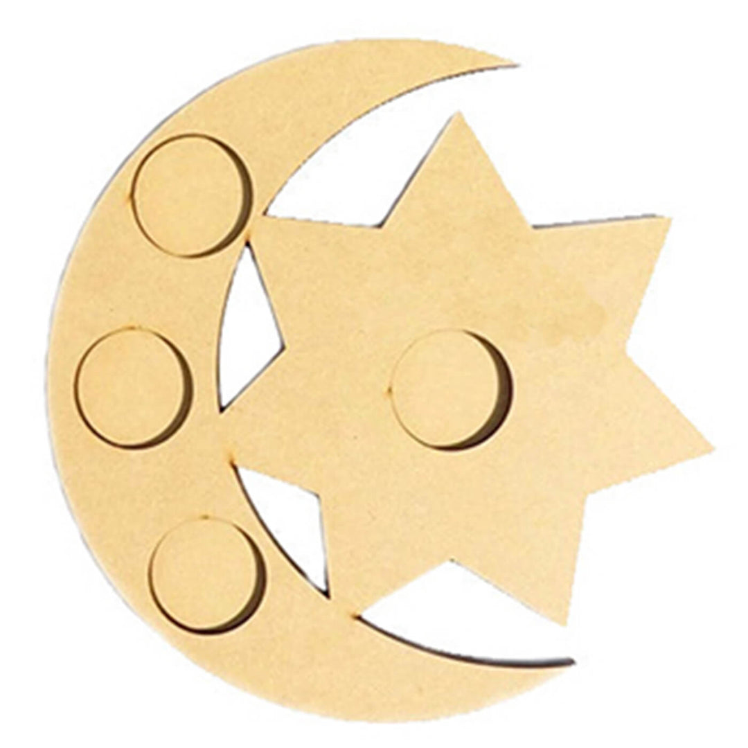 Ready to Paint MDF Tealight Holder - Moon & Stars