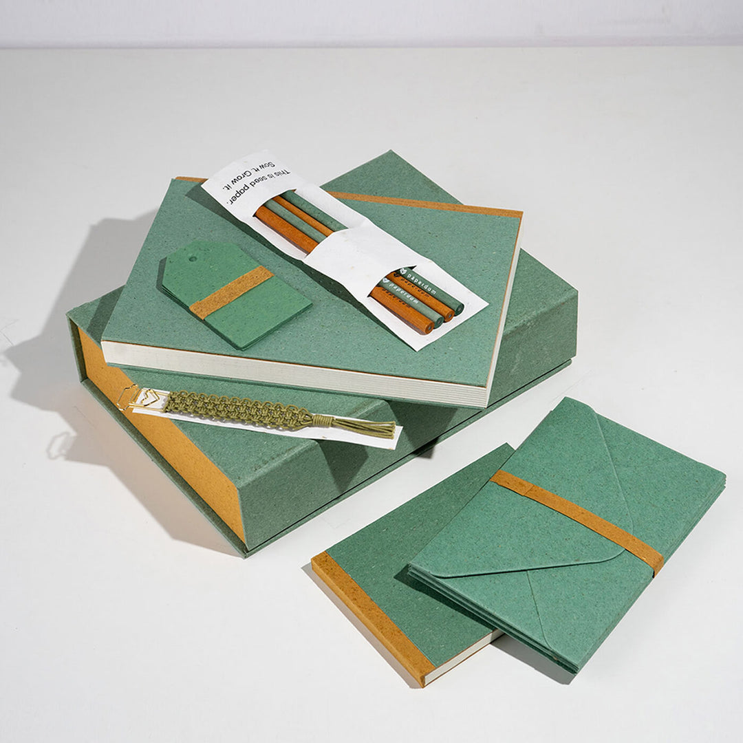 Eco-friendly Personalized Opulence Stationery Hamper - Green