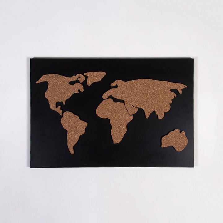 World Map Cork Pinboard for Kids - Golden and Black