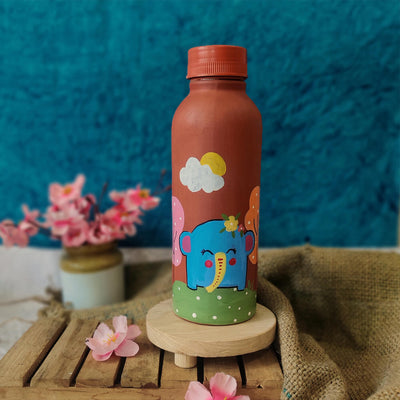Handpainted Clay Water Bottle For Kids