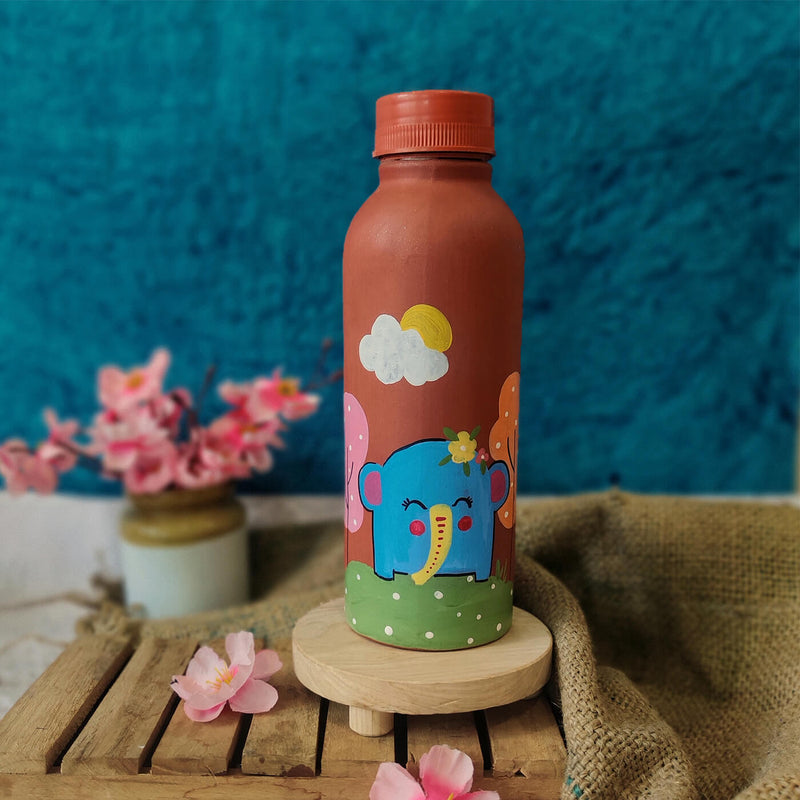 Handpainted Clay Water Bottle For Kids