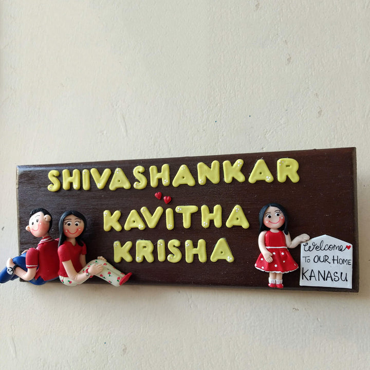 Personalised Family On Swing Name Plate For 3 Characters