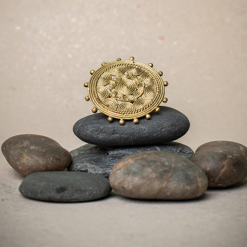 Adjustable Dhokra Moonlight Ring