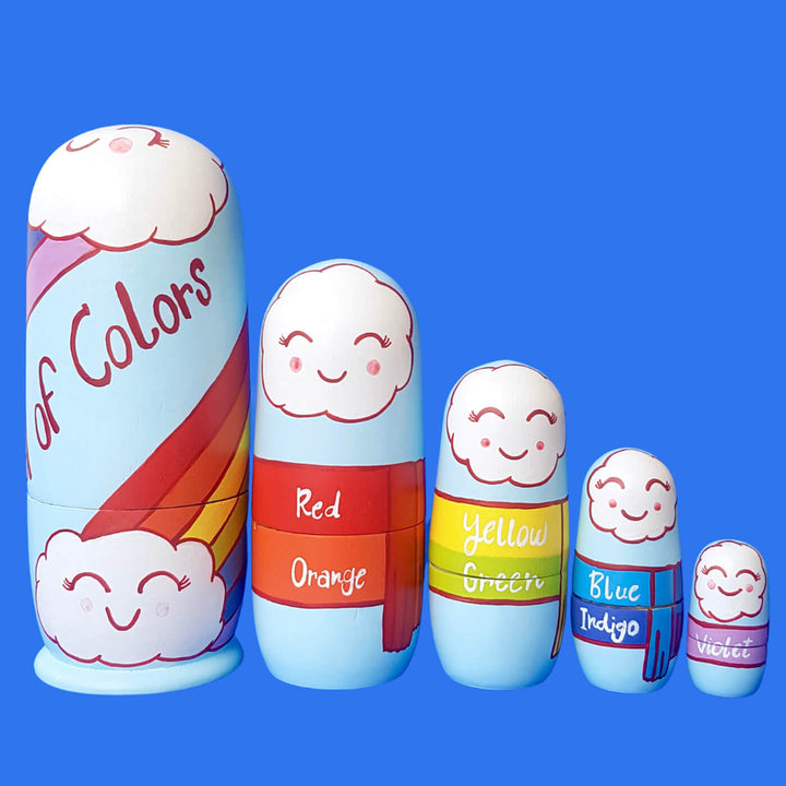 Rainbow Colors Wooden Dolls - Set of 5 - Zwende