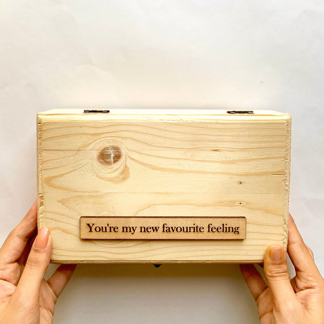 Personalized Big Wooden Box With Photos & Quote