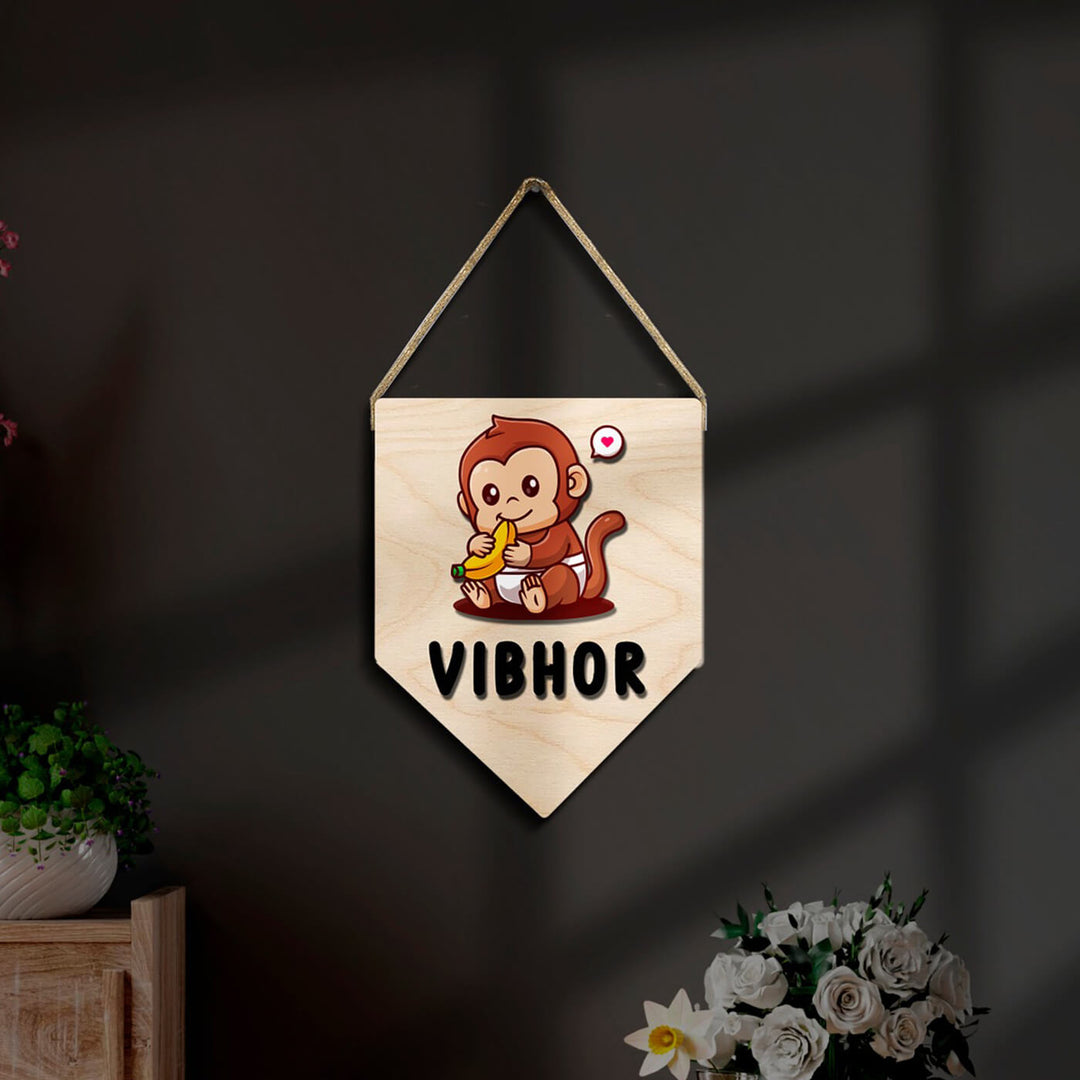 Kids Monkey Themed 3D Name Plate