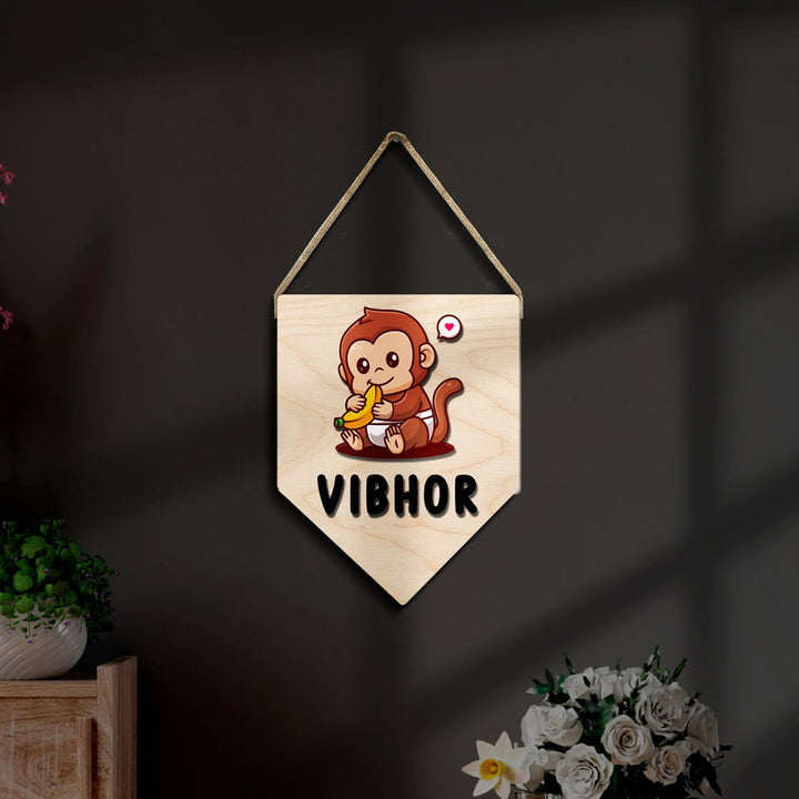 Kids Monkey Themed 3D Name Plate