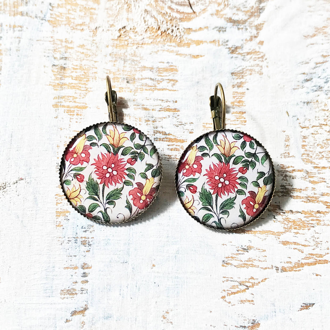 White Karauli Palace Mural Painted Earring
