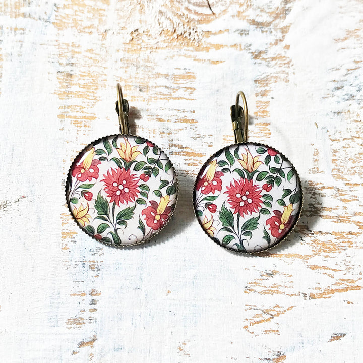 White Karauli Palace Mural Painted Earring