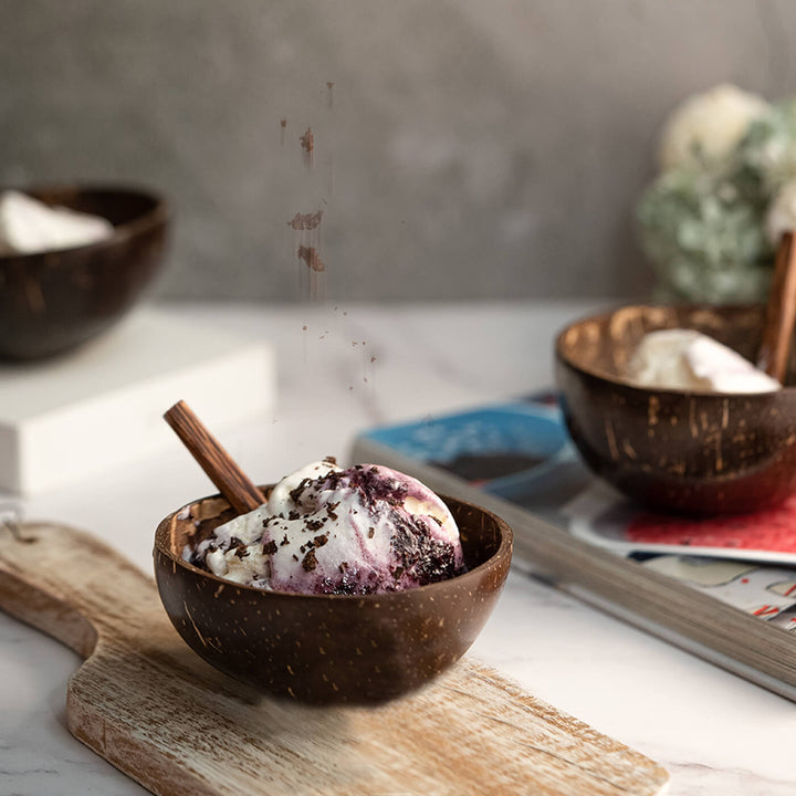 Coconut Shell Bowls and Spoons - Set of 2