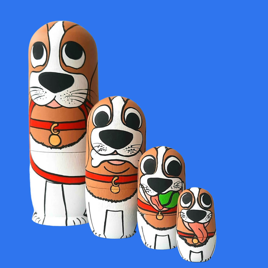 Pup Nesting Wooden Dolls - Set of 4