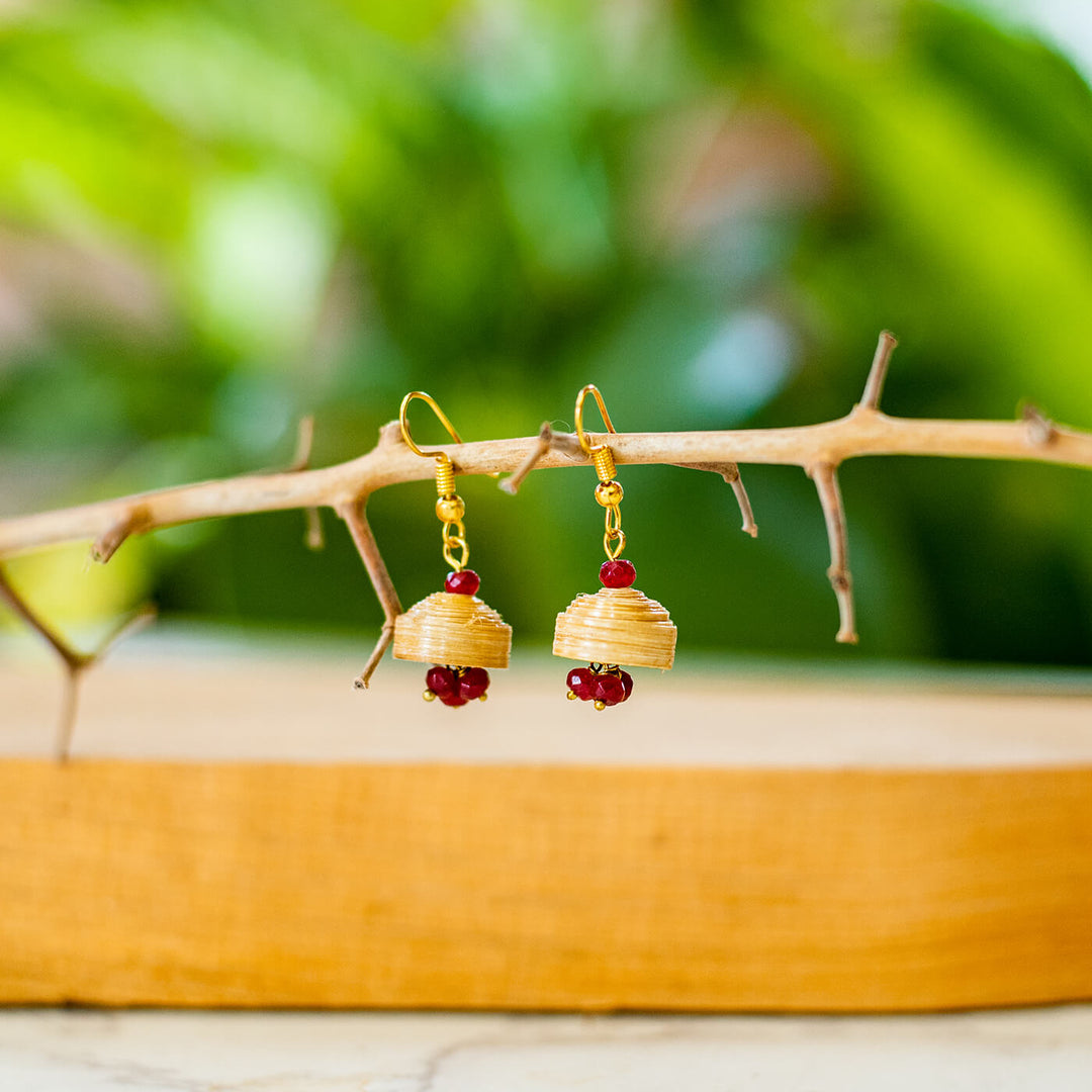 Quilling Baali Bamboo Earrings - Red