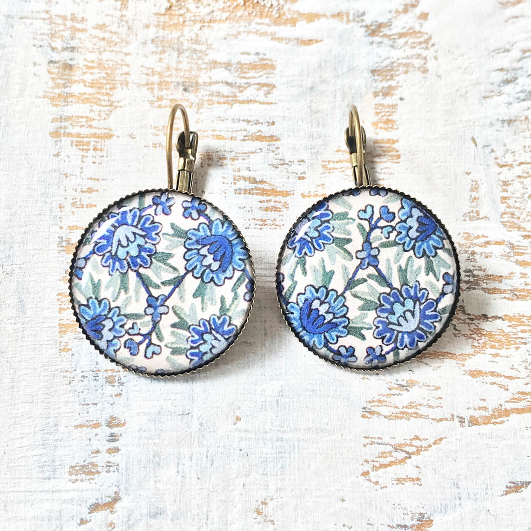 Blue Kashida Painted Earring