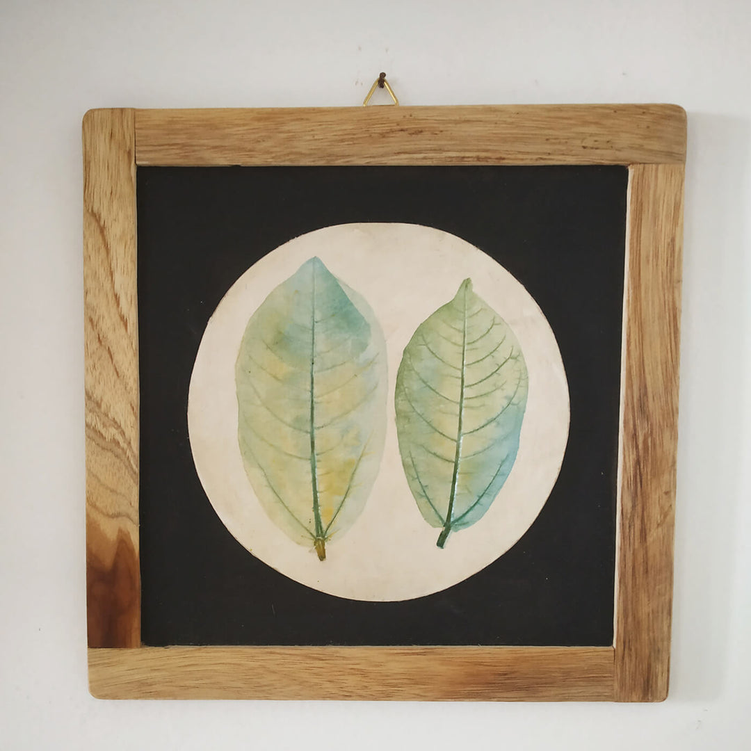 Leaf Imprint Wall Decor - Pale Blues & Green - Zwende