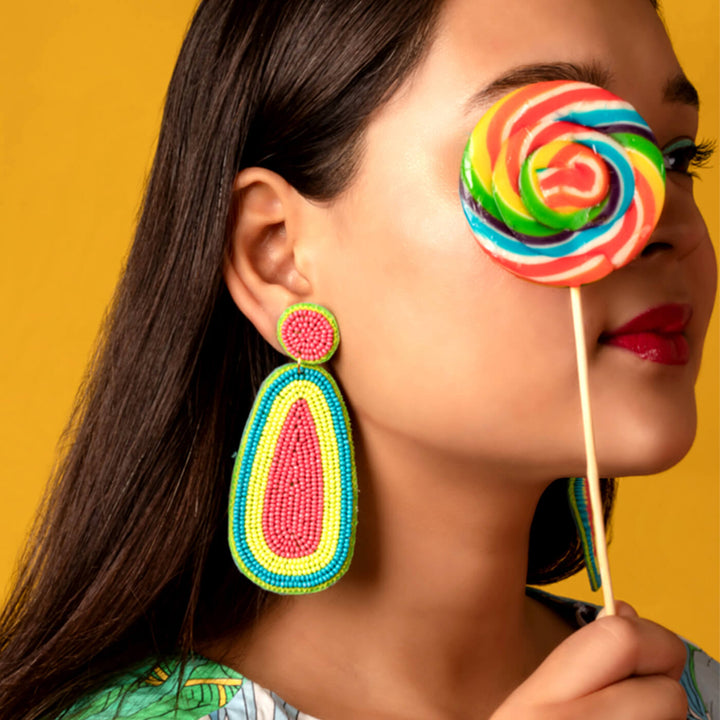 Hand Embroidered Candy Crust Sequin Earrings