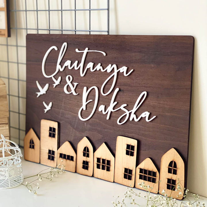 Personalised Wooden Rectangular House Nameplate