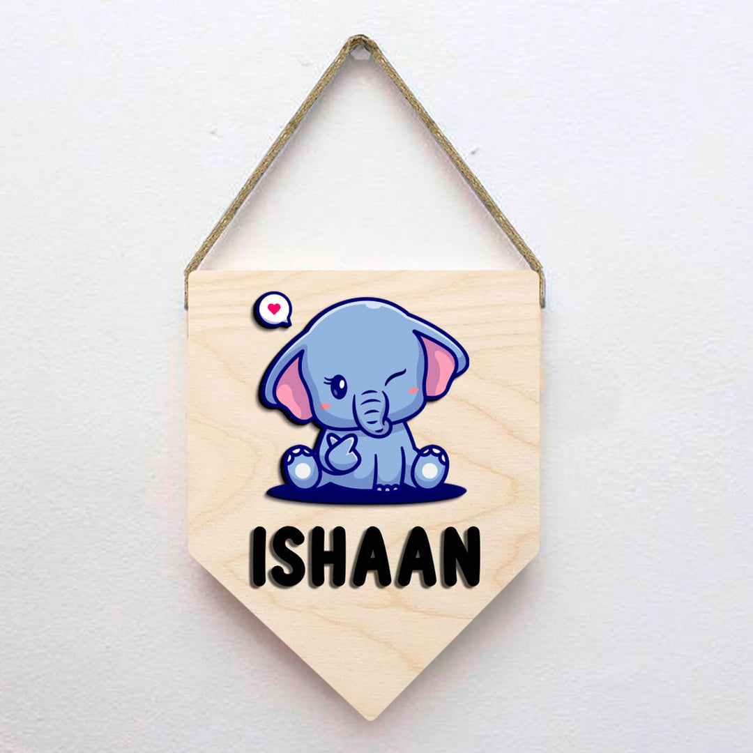 Kids Elephant Themed 3D Name Plate
