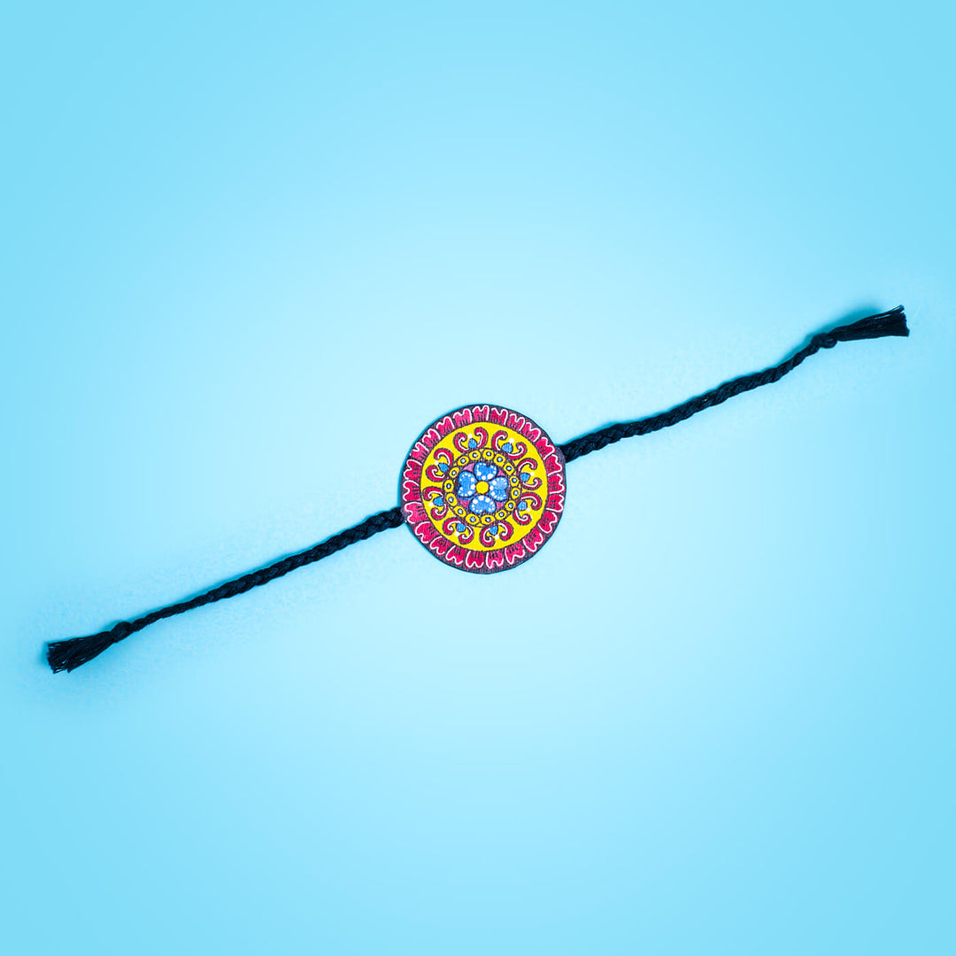 Hand-painted Eco-friendly Seed Rakhi with Roli Chawal- Black