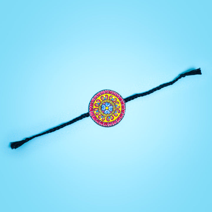 Hand-painted Eco-friendly Seed Rakhi with Roli Chawal- Black