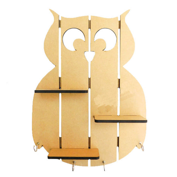 Saver Bundle - Ready to Paint MDF Key Holder - Planked Owl with Shelves