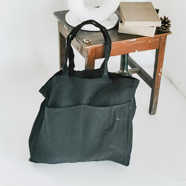 Premium Linen Tote Bag - Black