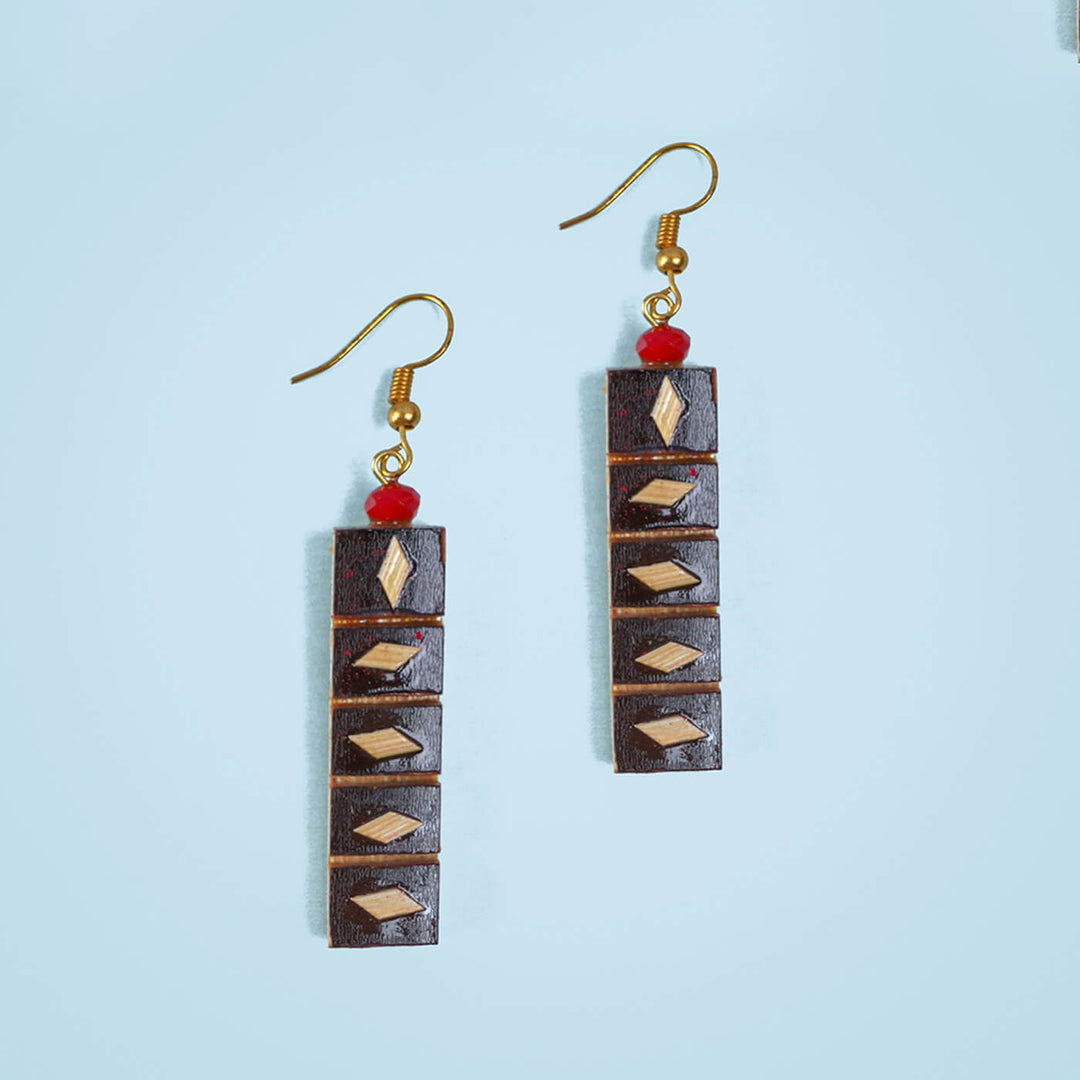 5-Blocked Handcrafted Bamboo Earrings