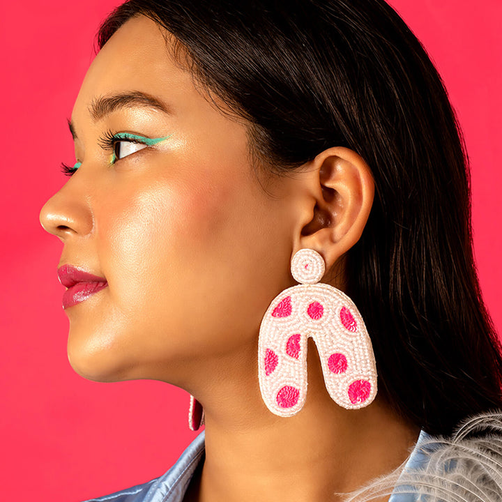 Hand Embroidered Flinstone Sequin Earrings