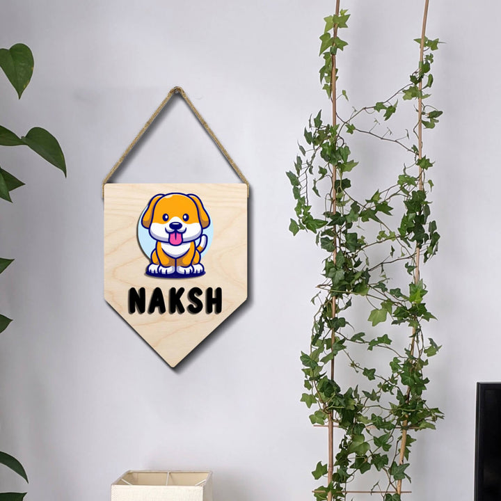 Kids Dog Themed 3D Name Plate - Hanging on Wall with Rope