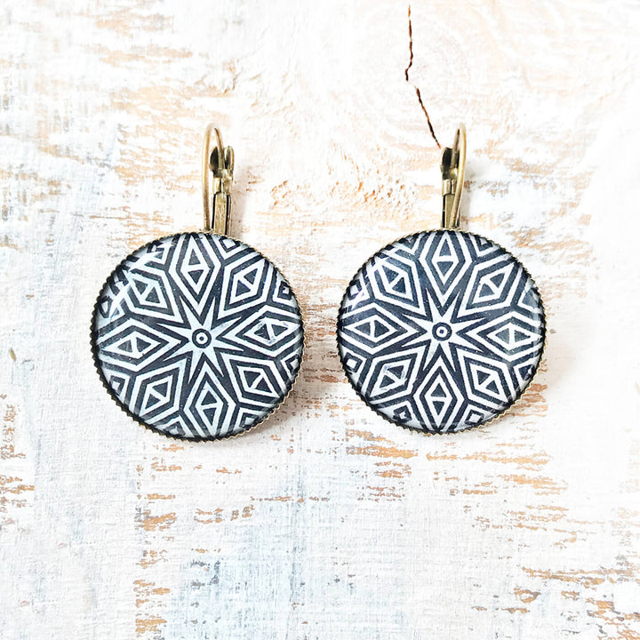 Black Rajastani Block Painted Earring