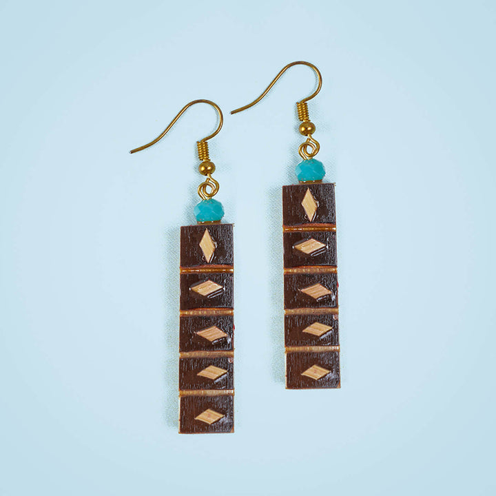 5-Blocked Handcrafted Bamboo Earrings