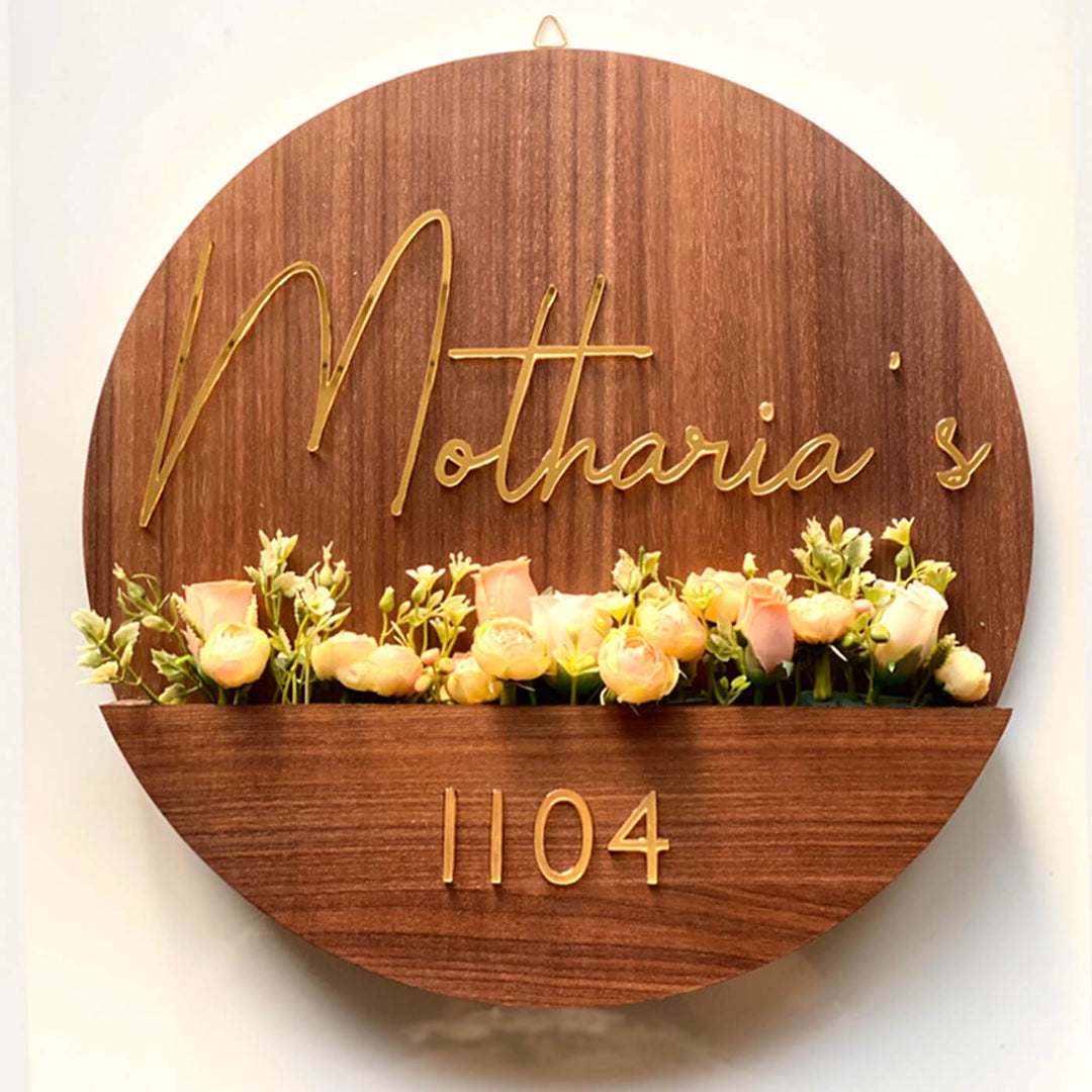 Personalised Wooden Flower Basket Nameplate