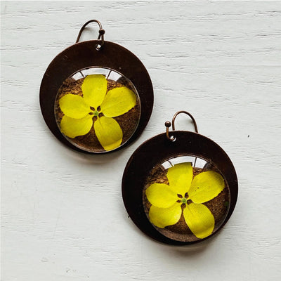 Yellow Laburnum Copper Earrings