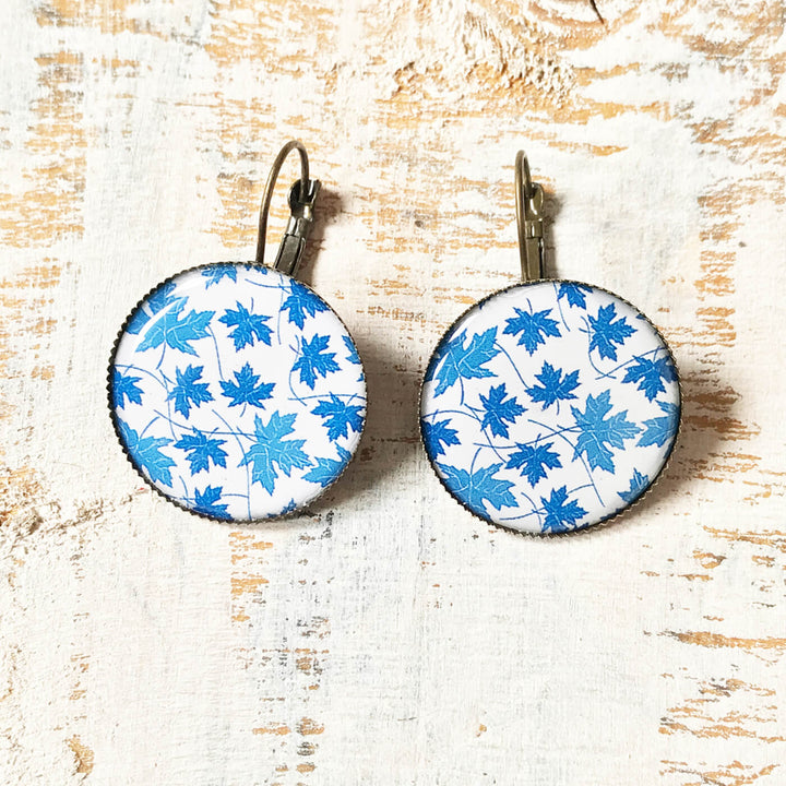 White Chinar Leaves Painted Earring